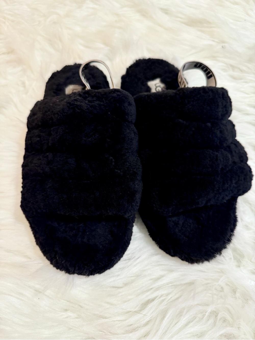UGG Women’s Fluff Yeah Slide slippers in classic in Black - Picture 4 of 9